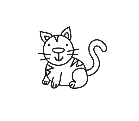 SVG CLIPART Cute Simple Cat Outline Cute Kids Clipart Cutting Machine Art  Instant Download - Etsy