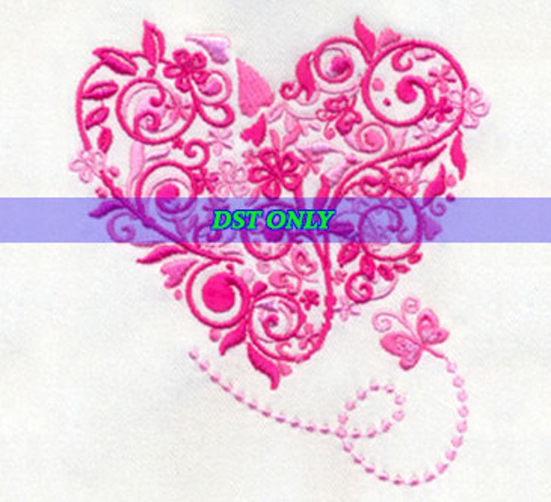EMBROIDERY Heart Vine with Flowers Swirls and Butterfly Etsy