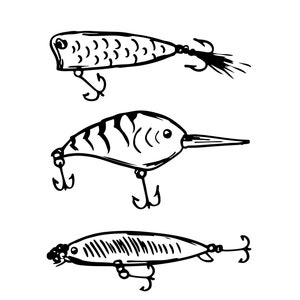 SVG CLIPART Sketchy Fishing Tackle Lures | Cutting Machine Art | Instant Download
