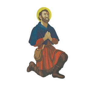 BORDUURWERK 12&quot;T Saint Isadore | Katholieke religieuze heilige | Instant digitale download