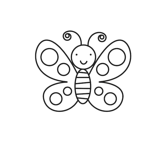 SVG CLIPART Cute Simple Butterfly Outline Cute Kids Clipart - Etsy