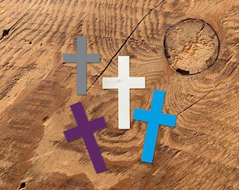 STICKER 1 Small White, Purple, Blue or Gray Cross | Waterproof |  1.75"T or 1.5"T  | FREE Shipping