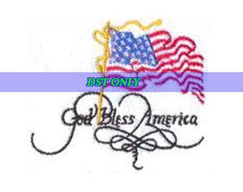 EMBROIDERY God Bless America and USA flag | Instant Digital Download DST Only