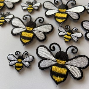 IRON ON PATCH One Tiny or Small Bee | 0.75&quot;T x 1&quot;W or 1.5&quot;T x 2&quot;W | Quality Iron On or Sew On Patch Appliqué
