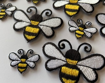 IRON ON PATCH One Tiny or Small Bee | 0.75"T x 1"W or 1.5"T x 2"W | Quality Iron On or Sew On Patch Appliqué