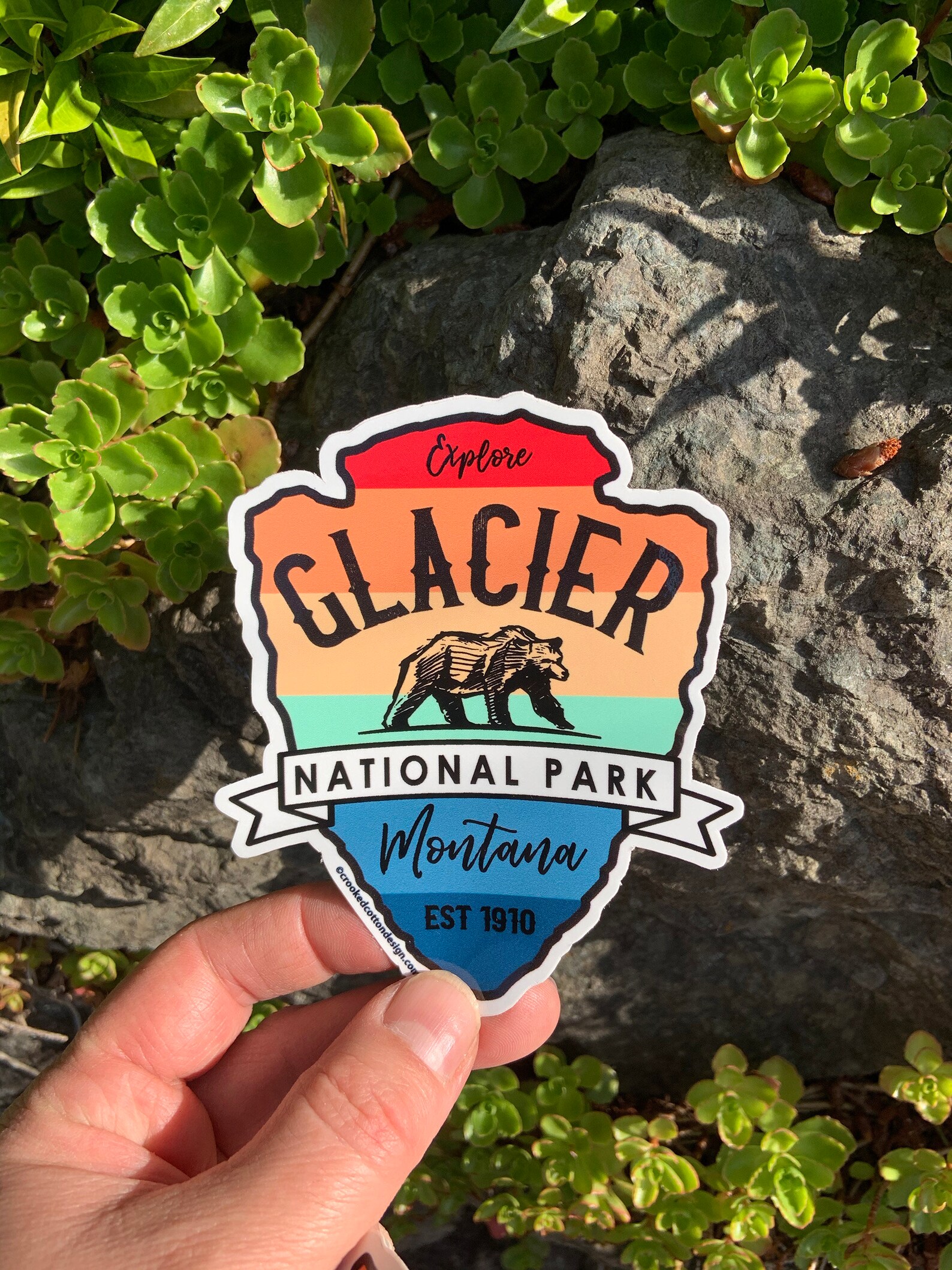STICKER 1 Glacier National Park | Montana | Grizzly Bear | Waterproof ...