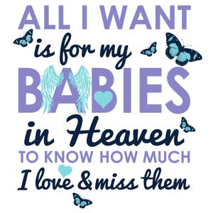 SVG CLIPART Alles was ich will ist, dass meine Babys im Himmel wissen, wie sehr ich sie liebe | Beileid Kinder | Schneidemaschine Kunst | Sofort Download