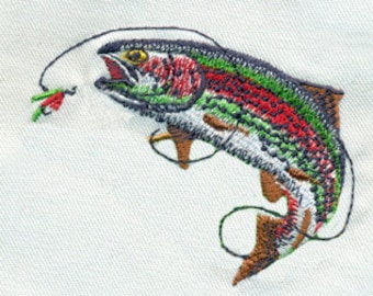 EMBROIDERY Trout Fish and Fly Fishing Fly Outdoor Sports | Instant Digital Download