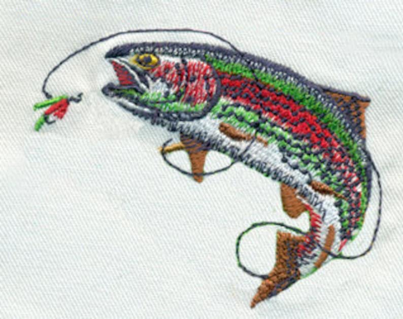 EMBROIDERY Trout Fish and Fly Fishing Fly Outdoor Sports Etsy
