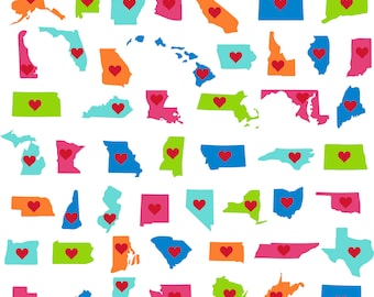 SVG CLIPART All 50 States Love | Cutting Machine Art | Instant Download