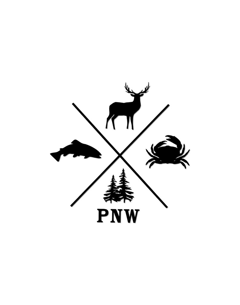 STICKER Pacific Northwest Washington State Icons Waterproof Etsy