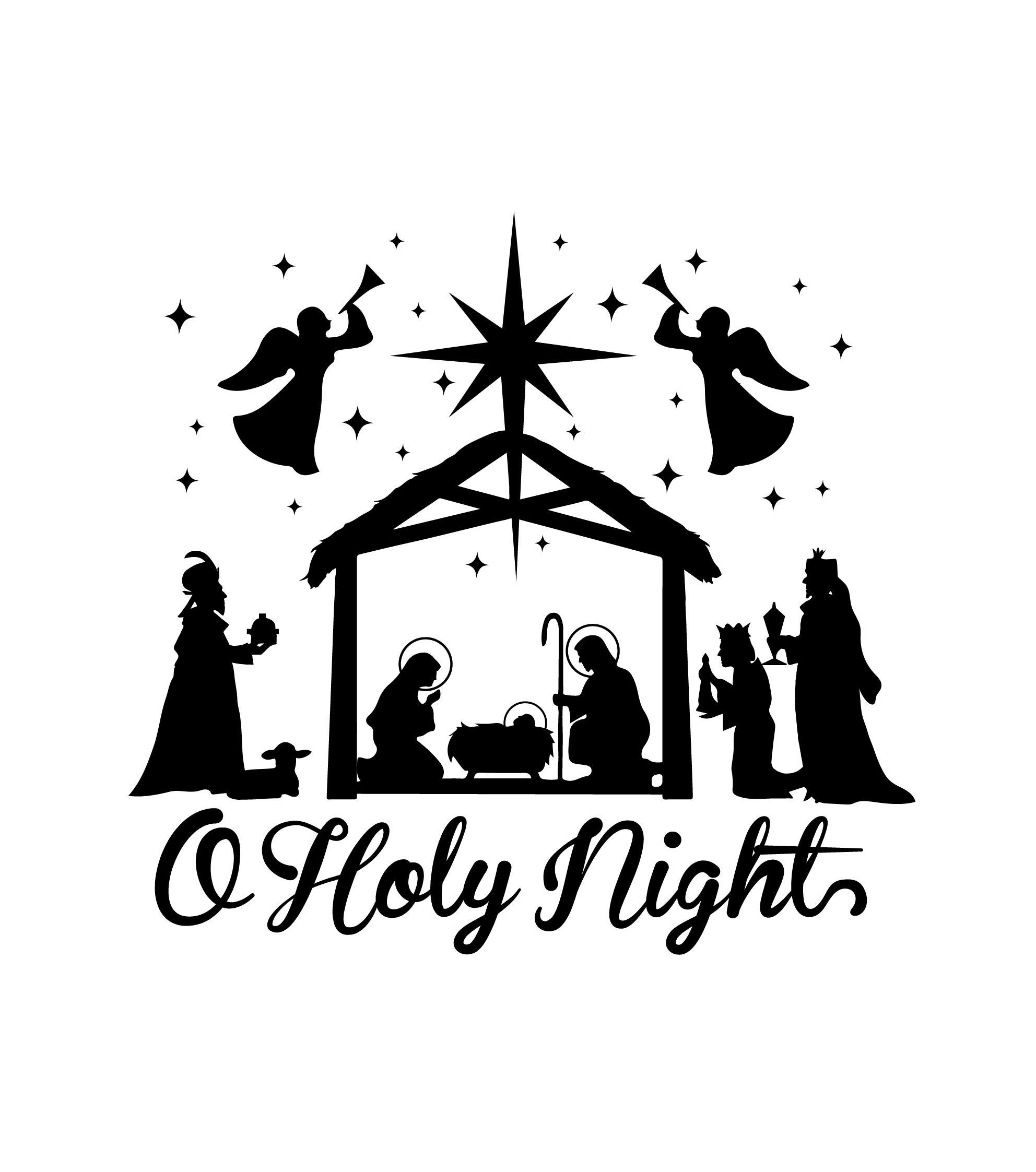 Nativity Christmas Card Svg O Holy Night Svg Silhouette Ai Cases Card ...