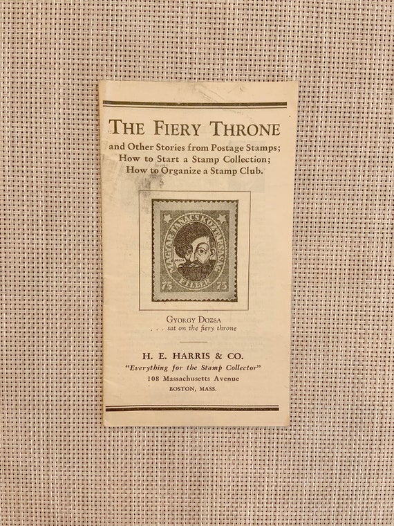 VINTAGE 1935 the Fiery Throne Stamp Book Stories HE Harris & Co. Stamp  Collecting Boston Usa Postage Stamp Book Free Shipping 