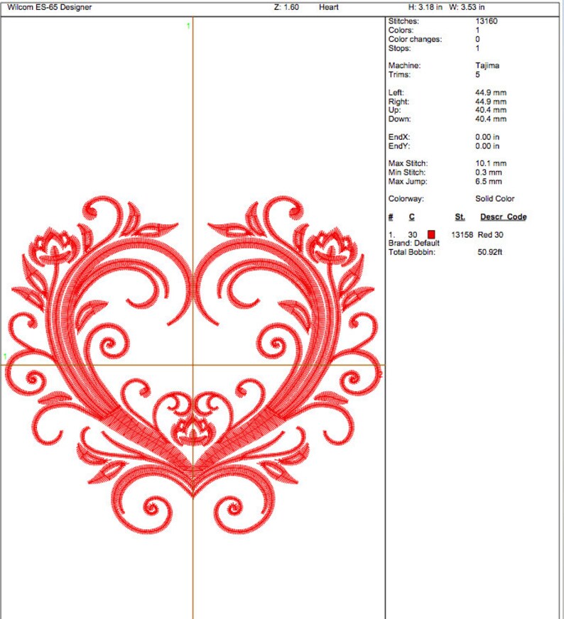 EMBROIDERY Heart Vine With Flowers and Swirls Embroidery Etsy