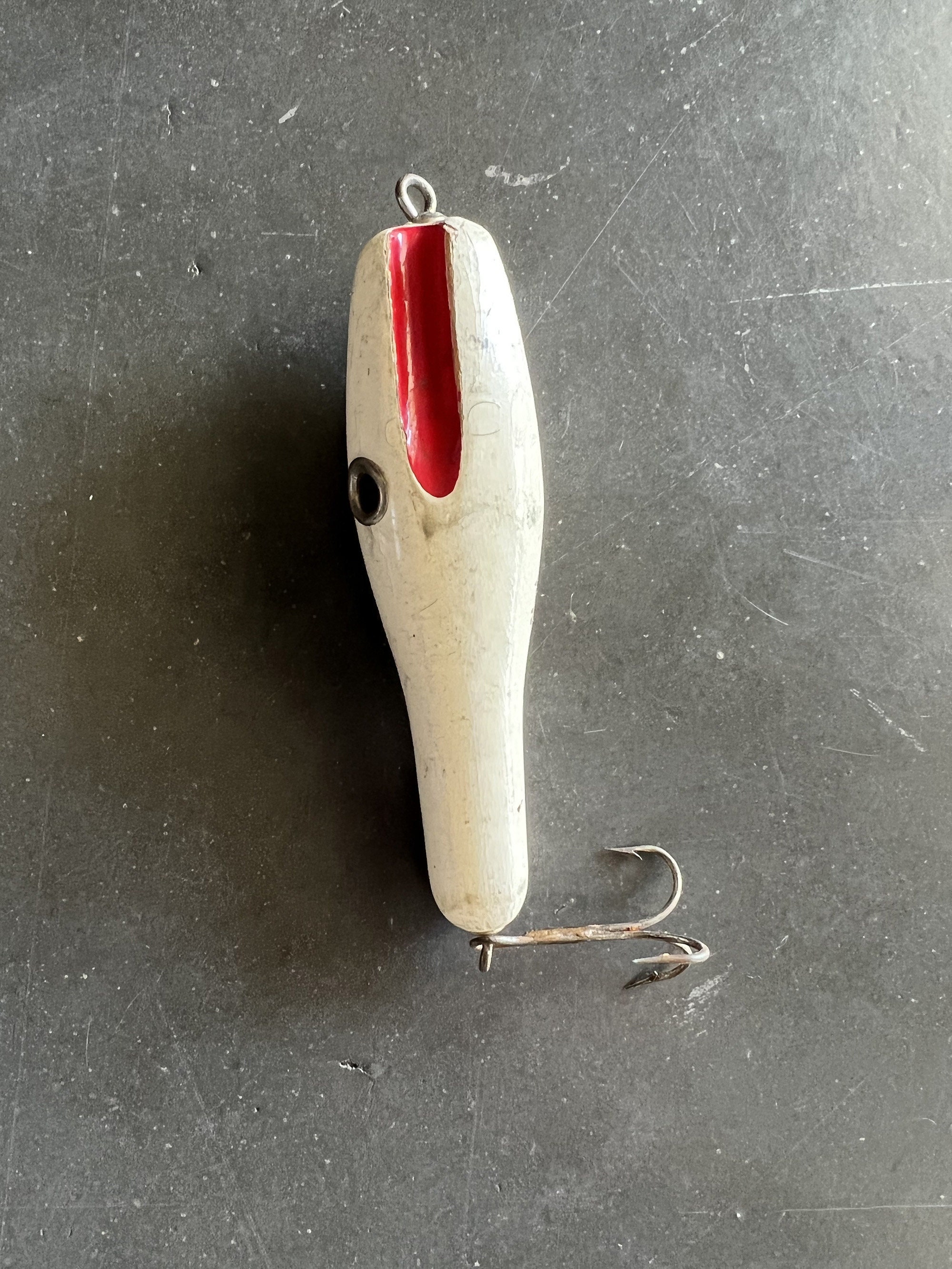 VINTAGE Wood Fishing Lure White and Red Free Shipping -  India