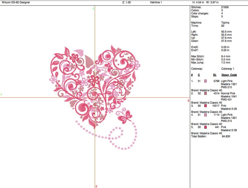 EMBROIDERY Heart Vine With Flowers Swirls and Butterfly Etsy