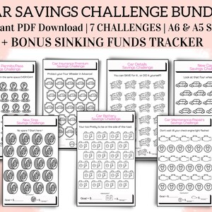 Car Savings Challenge Bundle|A6| Savings Challenge Printable|Money Challenge|Savings Binder|Binder Inserts|New Car Savings Tracker| New Whip
