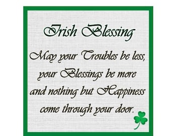 Irish Blessing, St. Patrick's Day Shamrock  Quote Sign tile decor personalize custom