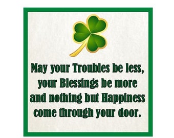 Irish Blessing, St. Patrick's Day Shamrock  Quote Sign tile decor personalize custom