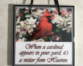 Cardinal Heaven Quote Sign Memory Plaque Personalized Custom