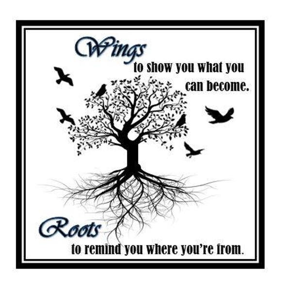 Wings and Roots Quote ~ Wings to show what you can become ~ Beautiful ceramic tile sign plaque decor