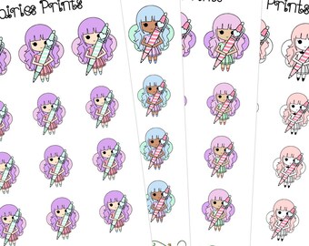 Fairies Cute Pen Stationary Work Study Hand Drawn Planner Stickers ( C60 S60 L60 )