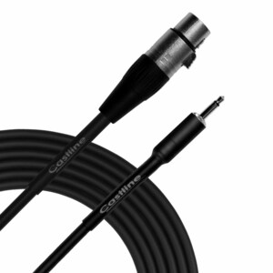 May include: Black microphone cable with a XLR connector on one end and a 1/4 inch jack on the other end. The cable is coiled and the brand name "Castline" is printed on the cable.