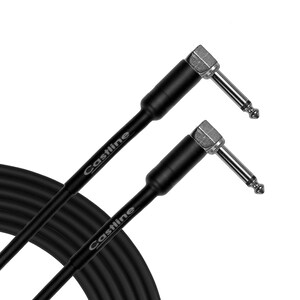 Castline Silver Guitar 1/4&quot; TS Right Angle to 1/4&quot; TS Right Angle Unbalanced Guitar Cable Mogami 2582