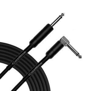 Castline Silver Guitar 1/4&quot; TS Straight 1/4&quot; TS Right Angle Unbalanced Guitar Cable Mogami 2582