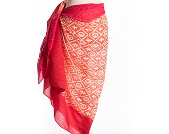 Hand-Dyed Cotton Pareo Sarong, Purple and Orange, Beach Wrap, Tie and Dye, Handmade in India, 100x200CM, Boho Resort Cover-Up, Boho chic
