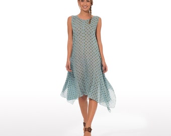 Cotton Voile Sundress: Sleeveless Polka Dot Beach Cover-Up