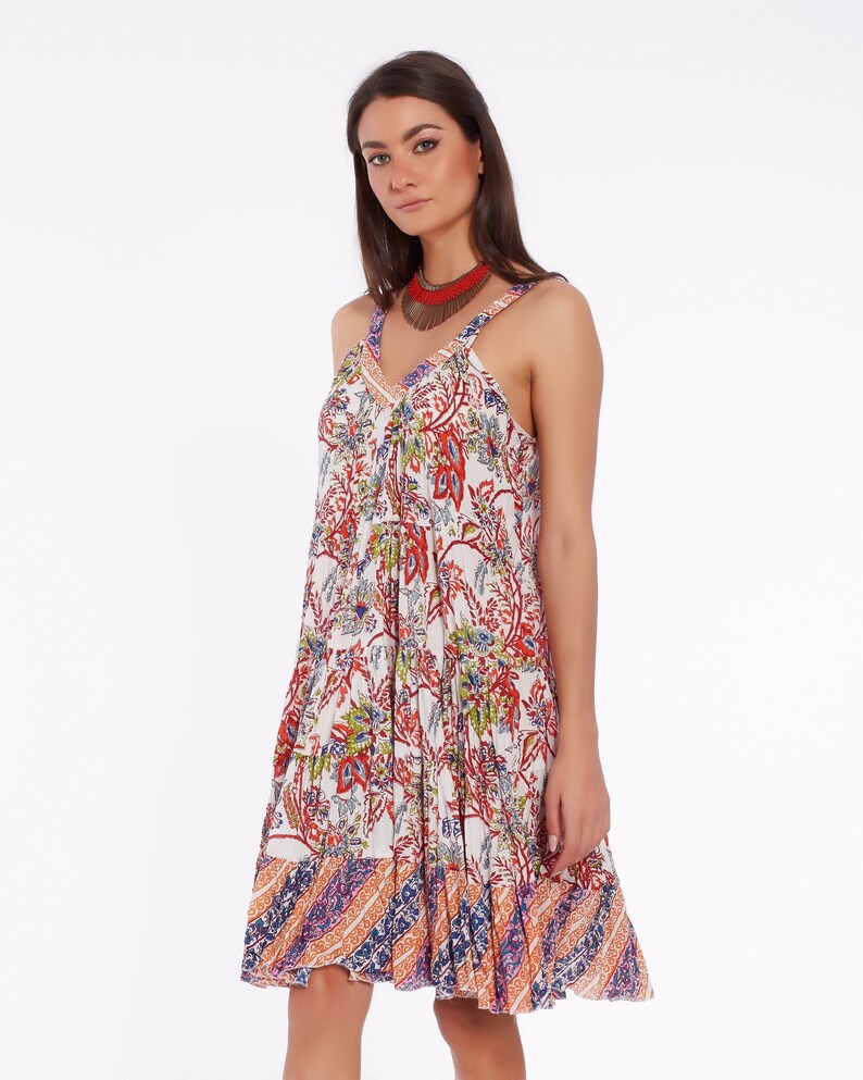 Short Summer Dress for Women in Soft Cotton With Colorful Etsy