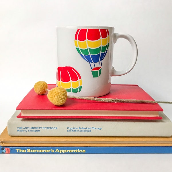 Rainbow Hot Air Balloon Mug // Vintage 1980s FTD Coffee Mug
