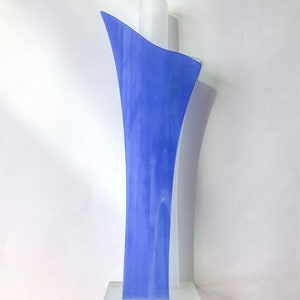 Postmodern Morin Choinière Frosted Glass Vase // Abstract Geometric Blue & White Glass Vase image 4