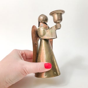 Brass & Copper Angel Candleholder // Vintage Holiday Decor image 3
