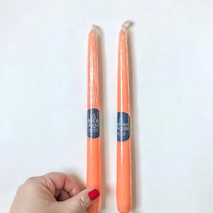 Peach Taper Candles - Set of 2 // Vintage Orange Dinner Candles