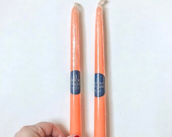 Peach Taper Candles - Set of 2 // Vintage Orange Dinner Candles