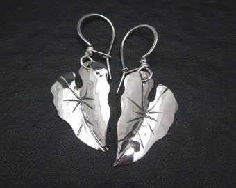 Taro Dangle Earrings, Silver Dangle Earrings, Silver Leaf Earrings, Lightweight Earrings, Leaf Earrings, Nature Jewelry, Gifts for Her