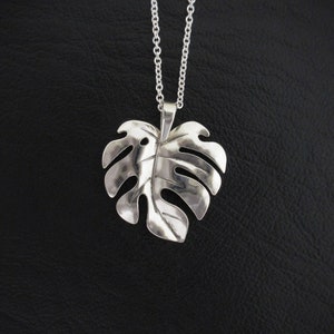 Monstera Leaf Necklace, Silver Monstera Leaf Pendant, Nature Jewelry, Tropical Leaf Necklace, Botanical Art Jewelry, Handmade in Hawaii
