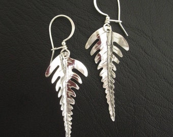 Hapu'u Fern Earrings, Hawaiian Fern Earrings, Tropical Fern, Merrie Monarch Jewelry, Hawaiian Jewelry, Nature Jewelry, Recycled Silver