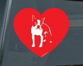Love Boston Terrier Heart Die Cut Vinyl Sticker - 026