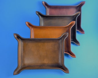 Leather Valet Tray: Handmade Full Grain Desk Organizer