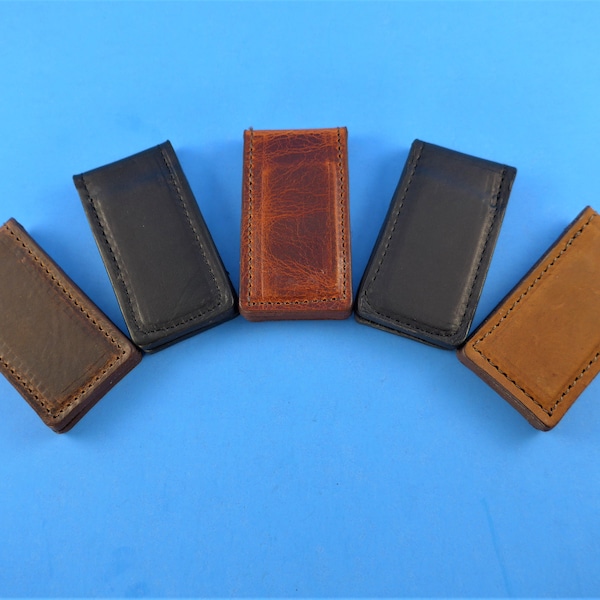 Leather Magnetic Money Clip.Gift for Men. Office Gift.Husband Gift.Money Clip for Men.Anniversary Gift.Oil Tanned Leather Money Clip