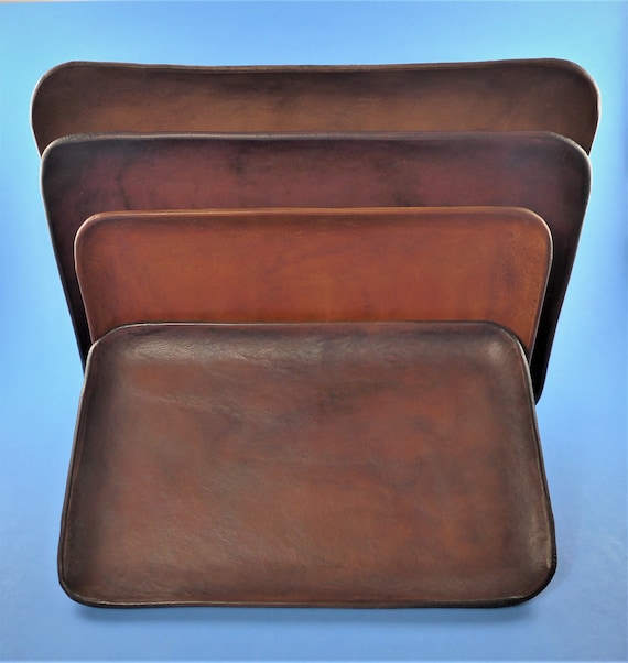 Handmade Leather Valet Tray: Desk Organizer for Men