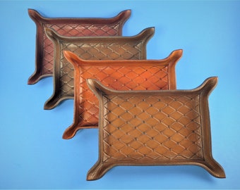 Handmade Leather Valet Tray: Desk Organizer, Full Grain Leather