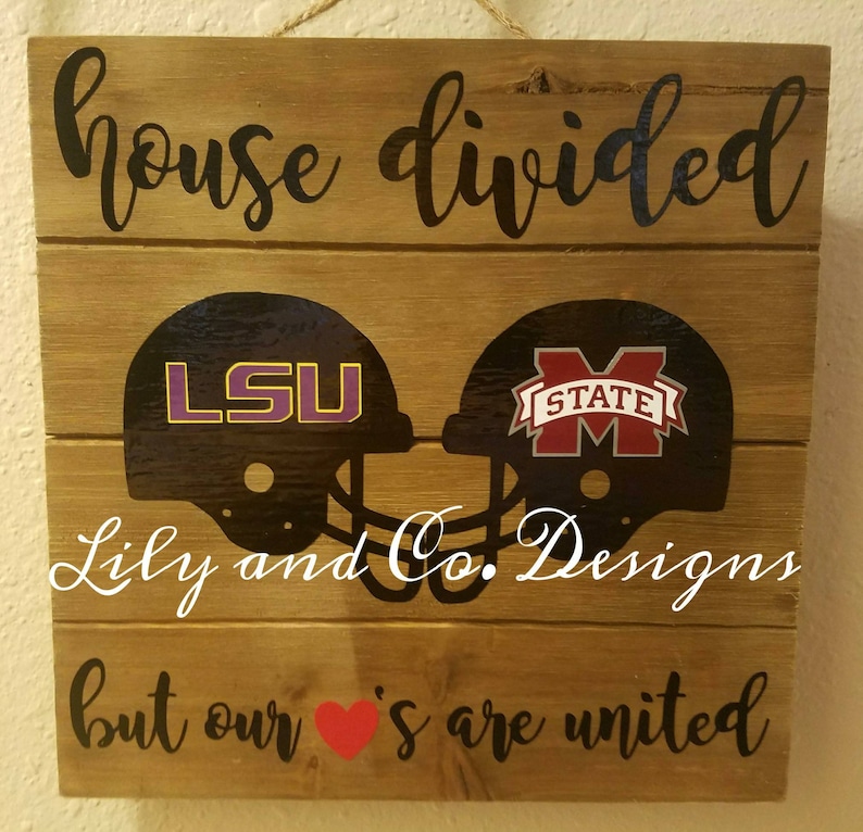House Divided Hearts United Football Sign Etsy