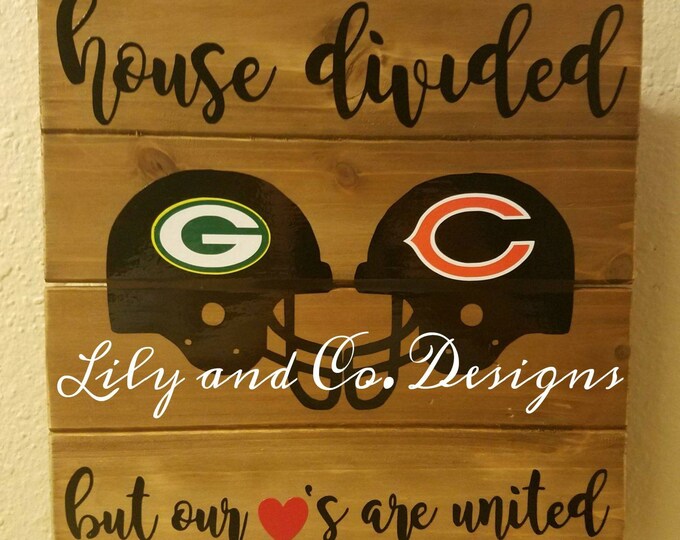 House Divided Hearts United Football Sign Etsy