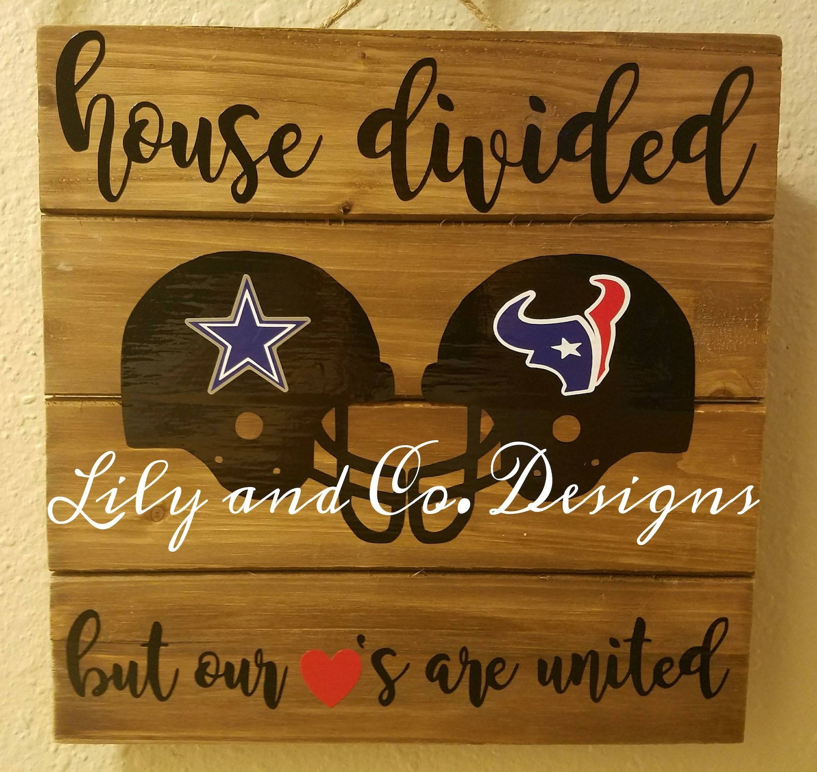 House Divided Hearts United Football Sign Etsy