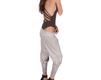 MOVIMENTO Apparel "Machina" Gunmetal Grey W/ Lavender Lining French Cut Bodysuit Free Domestic Shipping Made in Los Angeles ( Ready To Ship)