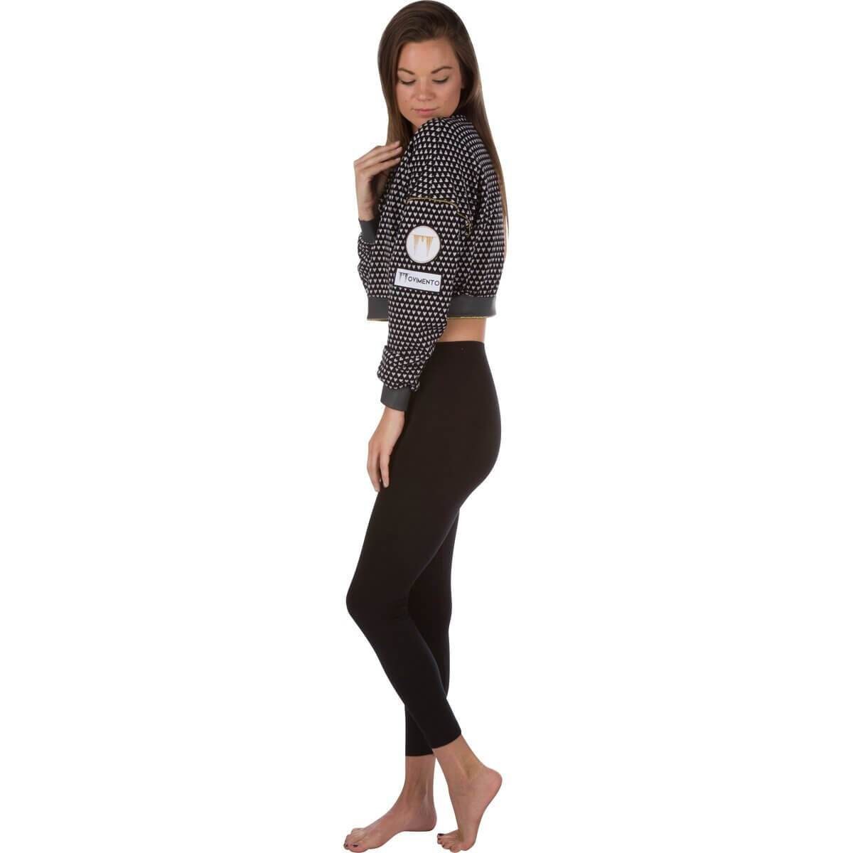 MOVIMENTO-Apparel Ready To Ship " Coure" Mid Crop Black Heart Lightweight Athleisure Sweatshirt Made Fair Trade In DTLA (Free Shipping)